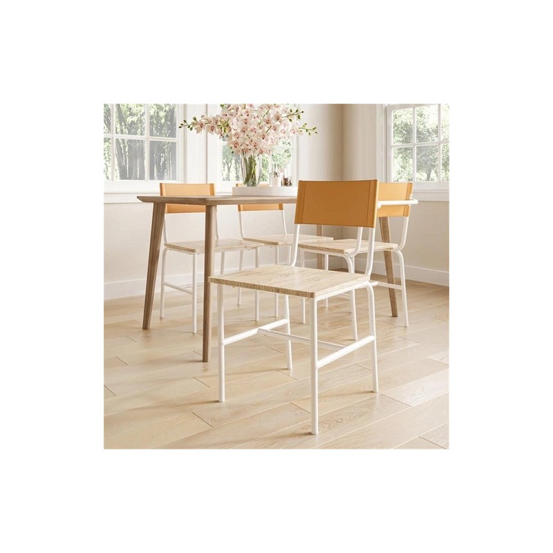 Sauder Boulevard Cafe Faux Leather Back Dining Side Chair Brown/White