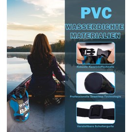 ALVABABY Dry Bag 2L Waterproof Bag with Wetbag Wet Bag Swimming Waterproof Bag Roll Top Waterproof Backpack Pack Bag Waterproof Dry Bag Swimming Beach Bathing Canoe 2WFL06-DE