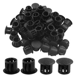 Murtenze 60PCS Black Hole Plugs - 10mm 3/8inch Plastic Flush Type Plugs Snap in Locking Hole Tube for Furniture Fencing Post Pipe Insert End Caps