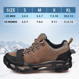 Winter Ice Grips for Shoes and Boots Walking Traction Crampon Ice Cleats for Snow and Ice for Outdoor Transition, Driving, or Climbing with Strap 24 Spikes L