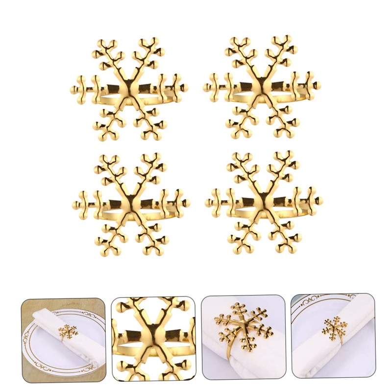 Alipis 12 Pcs Snowflake Napkin Ring Gold Snowflake Napkin Rings