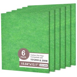 HSIAMEN [Toxin Absorber] Activated Carbon Pre-filters Compatible with Coway Airmega AP-1512HH & 200M Air Purifier, Remove Odor, VOCs Eliminator, Fresh Air, Include 12 Self-Stick Strips, Green 6-Pack