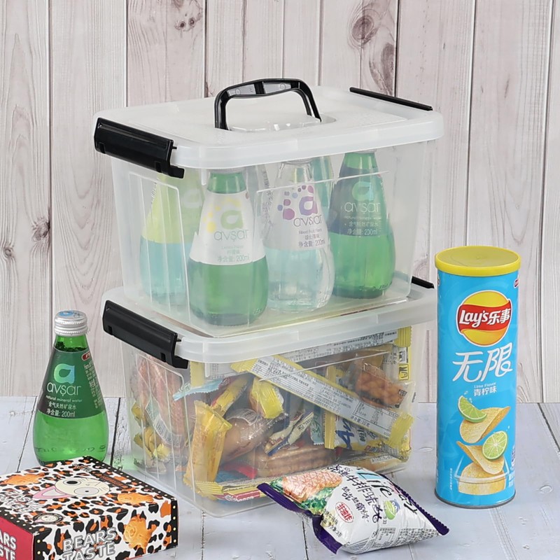 Ysmiltion 6 Quart Clear Small Storage Boxes with Handles, Plastic