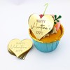 AiQi Bakes 24pcs Rose Carving Gold Mirror Acrylic Heart Shape