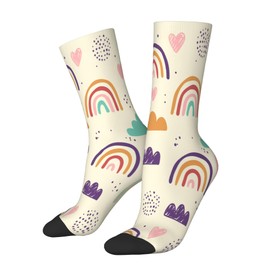 Boho Rainbow Cloud Cool Socks Christmas Stocking Stuffers for Men Women Funny Novelty Crew Socks