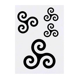 4 x 'Triskelion Symbol' Temporary Tattoos - Water Resistant, Skin-Safe, Non-Toxic Transfers, Mixed Sizes (TO00080904)