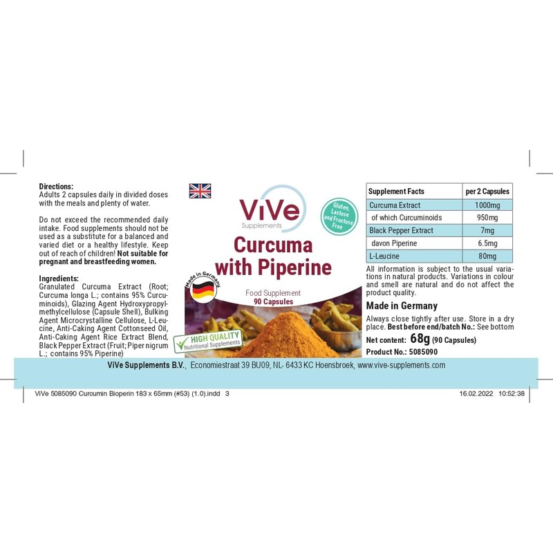 Curcuma Capsules with Piperine - 500 mg - 90 Capsules