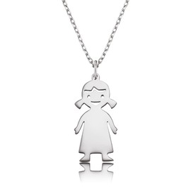 Engelsrufer My Girl Necklace with Pendant for Women Rhodium plated 925 Sterling Silver Size 22 mm