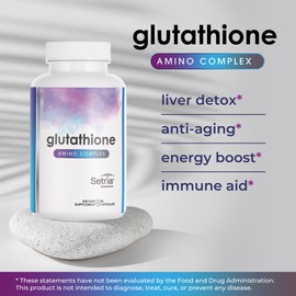 Glutathione Amino Complex High Absorption Antioxidant with Setria®, NAC & BioPerine® – Supports Anti-Aging, Energy, Liver Detox & Immune Health – 90 Capsules