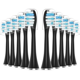 Replacement Toothbrush Heads 10 Pack Compatible with AquaSonic Black Series Vibe Series Black Series pro, and Duo Series pro Electric Toothbrush,Balck