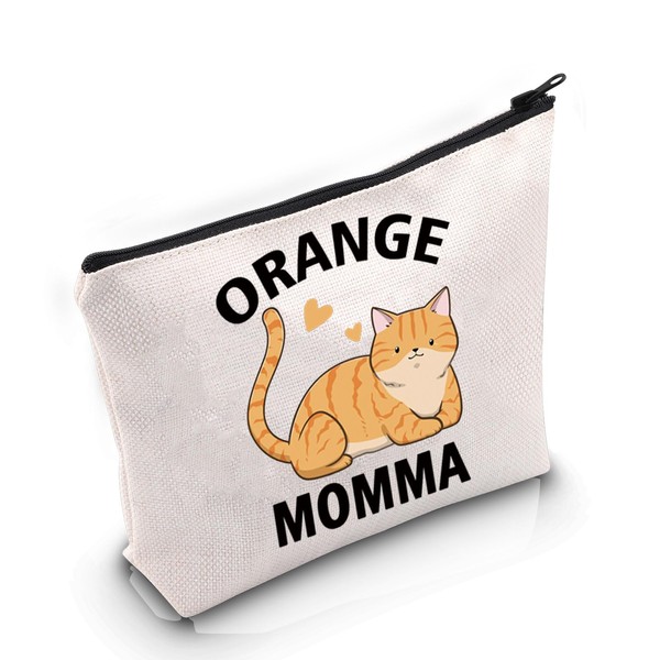 VAMSII Tabby C-at Lover Gift Or-Ange Momma Makeup Bag Or-Ange