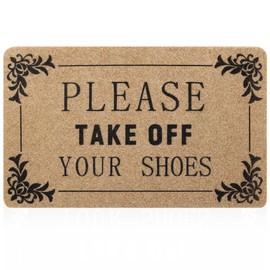 Outdoor Welcome Mat for Funny Outside Home Entry Mats Please Take Off You Shoes Entryway for Bedroom Shoe Scraper Non Slip Mats for Front Home Door Outside 24x36 in Brown
