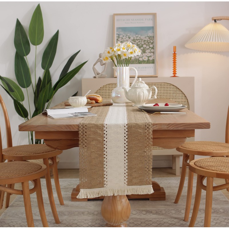 Macrame Table Runners Farmhouse Style Lace Boho Table Runner and