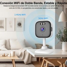 2K 5MP Cámara de Seguridad Interior,2.4G/5G Cámara Wi-Fi de Seguridad Interior,Cámara Interior con Visión Nocturna,360° A Todo Color Audio Bidireccional Detección de Movimiento para Hogar Bebé Mascota