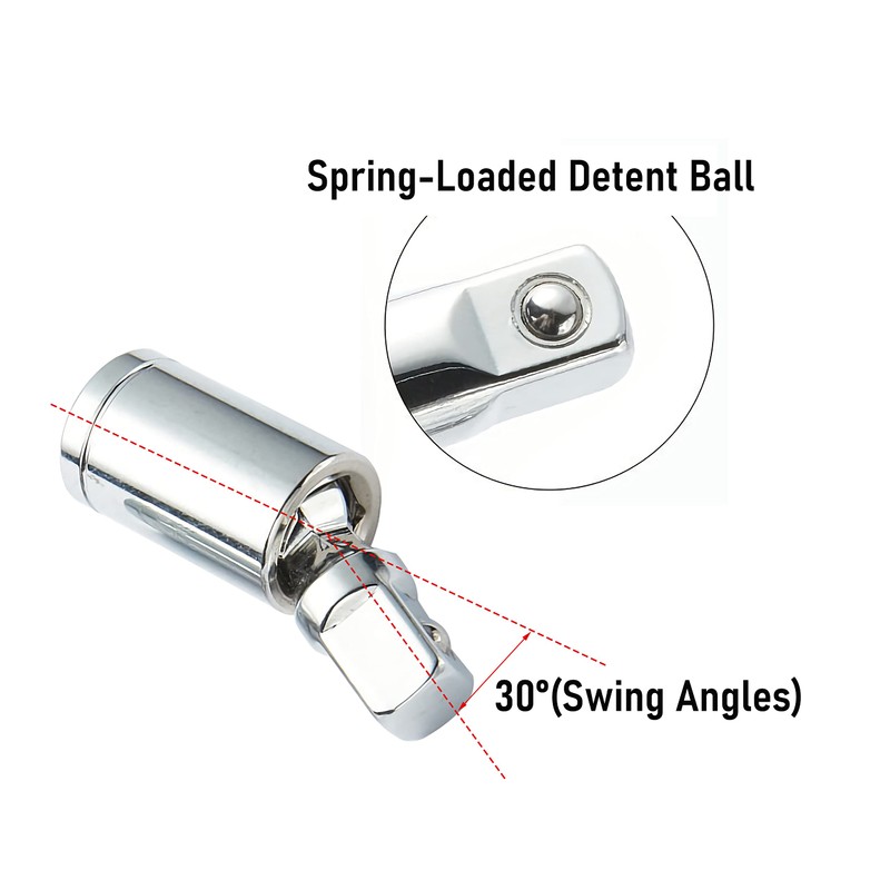 FOCMKEAS 1/4" Universal Joint Swivel Socket Adapter, Impact Socket Extension,