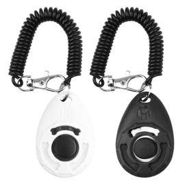 OYEFLY Dog Clicker, Clicker with Large Button, Pack of 2 Dog Clicker Set for Dog Training, Dog Education, Also for Cats, Horses (White and Black)