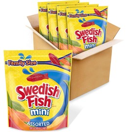 SWEDISH FISH Assorted Mini Soft & Chewy Candy, Christmas Candy, Family Size, 4 - 1.8 lb Bags