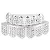 HEALLILY Teeth Grills Set Silver Plated Teeth Grillz Rhinestone Teeth