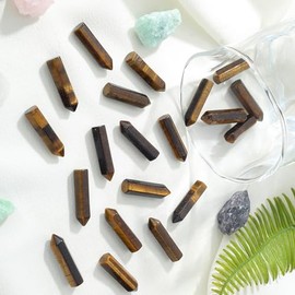 MAIBAOTA MAIBAOTA Tiger Eye Healing Crystals Gifts Wands Hexagonal Pointed Gemstones Set Bulk for Women Beginner Chakra Stones Nature Reiki Spiritual Energy Balancing Protection Crystal 10pcs