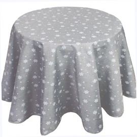 Christmas Snow Tablecloth Grey 160 cm Round