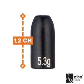 Zite Fishing Tungsten Bullet Weights 3.5-14g Finesse Carolina & Texas Rig Fishing Weights Set Matte Black Coated Bass & Zander Fishing Mounts Tungsten Weight (5.3g)