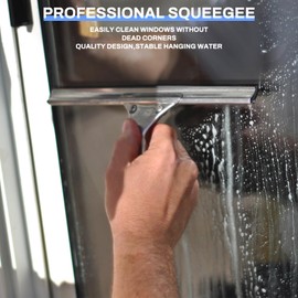 Amexo Fensterabzieher Profi, Fensterwischer Edelstahl Duschabzieher Edelstahl Fensterwischer mit Gummilippe für Dusche Badezimmer Spiegel Glas Reinigung Fliesen Fensterreinigung