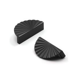 JIASENBAO 5 Pack Black Cabinet Pulls 3" Hole Center Cup Flat Matte Black Drawer Pulls Kitchen Cupboard Bathroom Dresser Cabinet Hardware Handles Zinc Alloy