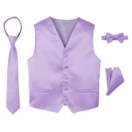 Spring Notion Chaleco de esmoquin de satén para niño de 4 piezas, Lila , 6