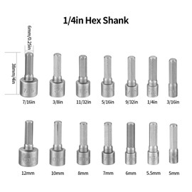 Zxglxinyao 14 Pcs Socket Nut Driver Set, Hex Drill Bits Sets, Impact Driver Socket Adapter Metric for Hand Drill, Electric Screwdriver, Wrench