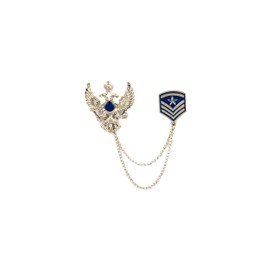 Eagle con escudo de estrella y broche de cadena de borla colgante, broche de traje, tachuelas de camisa, accesorios de solapa para hombres y mujeres, Metal, Sin gemas.