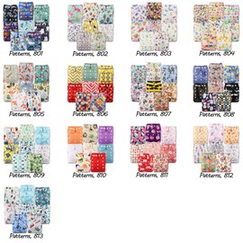 Littles & Bloomz, Reusable Pocket Cloth Nappy, Fastener: Popper, Set of 8, Patterns 802, Without Insert