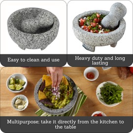 IMUSA USA Granite Molcajete Spice Grinder 6-Inch, Gray
