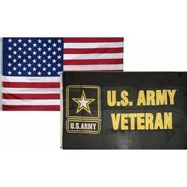 3x5 Wholesale Combo USA American & U.S. Army Veteran Vet Flag 3'x5' 2 Pack