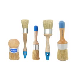 Chalk Mountain Brushes ( 4 Pack ) Large Palm Wax, Small Detailing, Medium Paint, & Large Wax Boar Hair Brush Set with Aluminum Ferrule Ensures NO Rusting