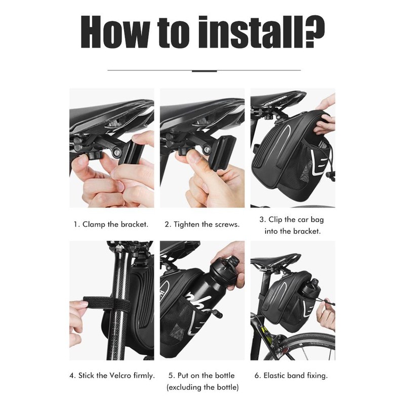 Bike Seat Bag Waterproof Reflective Saddle Bag with Water Bottle