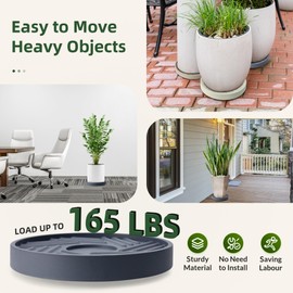 REDHUGO 2PCS Round Plant Caddy with Hidden Wheels, Rolling Plant Stand with Wheels, Heavy Duty Plant Caddy with Wheels Plant Dolly, Pot Base for Plants Indoor Outdoor, Gray, 14 inches