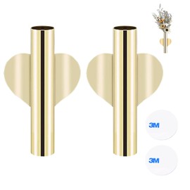 Set of 2 Metal Wall Vases with Stickers, Planter Containers, Modern Wall Mount for Dry Flowers, Porch, Home and Office Wall Decor