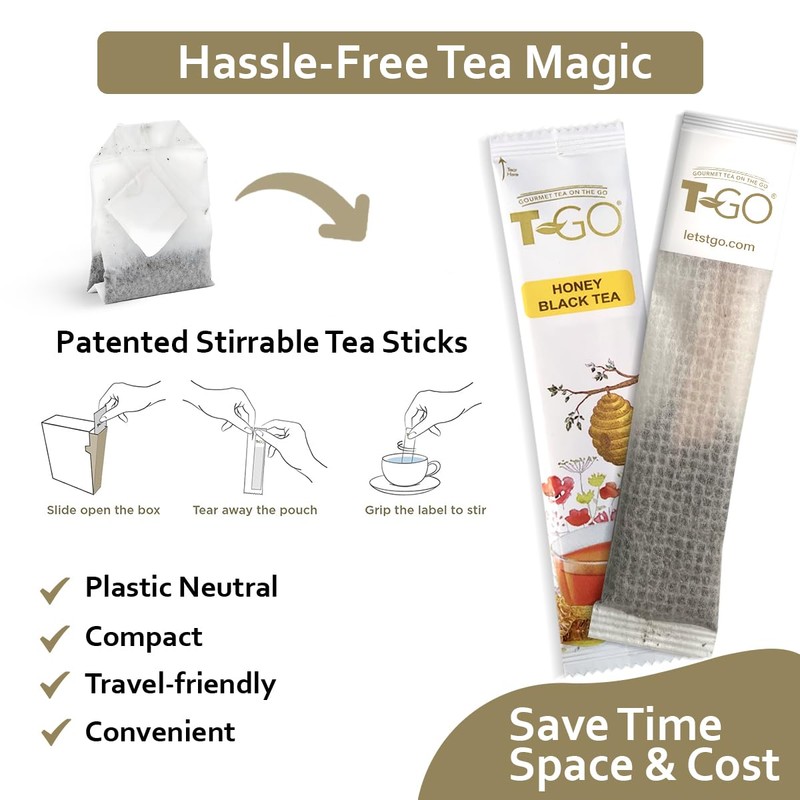 T-Go Sweet Honey Tea Organic Herbal Black Tea Bags Immunity