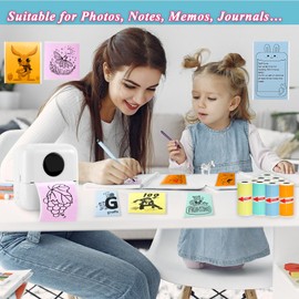 10 Rolls Colorful Mini Thermal Printer Paper Refill for Most Mini Thermal Printers, 57 x 25mm Thermal Sticker Paper Rolls for T02/M02 Study Notes Photos Journals Memo Lists