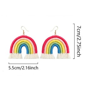 YasiIm Bohemian Rainbow Layered Tassel Earrings 3 Tier Fringe Statement Dangle Drop Earrings for Women Jewelry Fashion and Valentine Birthday Party Gift (Pink Color)