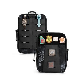 TACTICAL GEEK Block K EDC Compact Waist Pouch, Utility Pocket Organizer with Cache Pad, Nylon Zippers Tool Pouch, Multi-Purpose Small Gadget Organization for Daily Carry（Black Camo）