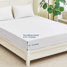 Fullcover Zipped Waterproof Mattress Cover Double 135cms x 190cms x 23cms … White