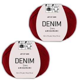 Art of Yarn Denim 55% Cotton,45% Poliacrylic, 2 Skeins Total 100gr (3,52 oz),320m (3,48 yds),Soft & Smooth Yarn Sport – Fine(2) for Crocheting, Knitting, Amigurumi, Baby Blankets, Baby Garments 99966