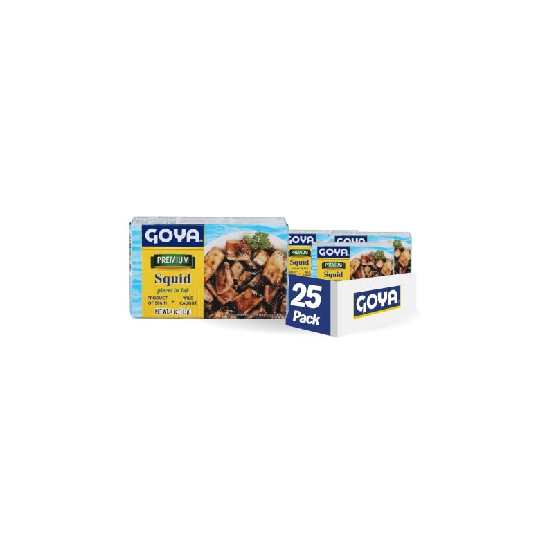 Goya Foods Premium Squid Pieces in Ink, 4 Ounce (Pack