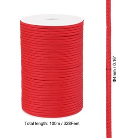 PATIKIL 328FT 550 Paracord, 7 Strand Parachutes Cord Spool 4mm Survival Strong Rope String for Camping Hiking Fishing, Bright Red