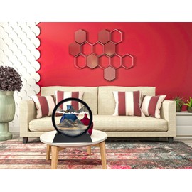 SANDCLE Moving Sand Art Liquid Motion - Moving Sand Art Picture Decor 3D Deep Sea Sandscape, Round Glass Frame Display Flowing Sand Relaxing Toy for Desktop Home Office Work Decoration(Black, 12")