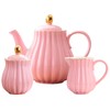Jusalpha Porcelain Tea Set- Pink Teapot and Creamer Sugar Bowl