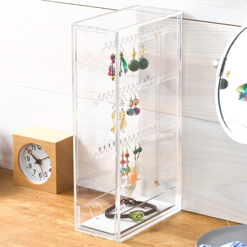 MUJI 18958207 Acrylic Necklace and Earring Stand, Approx. Width 2.6