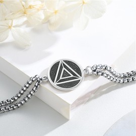 TRISHULA Anonymous Alcoholic Bracelet 925 Sterling Silver Sobriety Recovery Symbol Bracelet AA Bracelet Anonymous Bracelet AA Jewellery Sobriety for Men, Sterling Silver