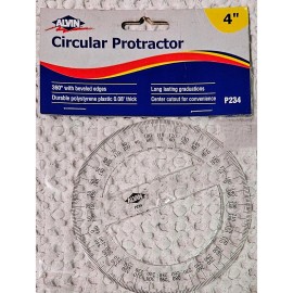 Alvin Drafting Circular Protractor 4" No. P236 Beveled Edges NEW & SEALED